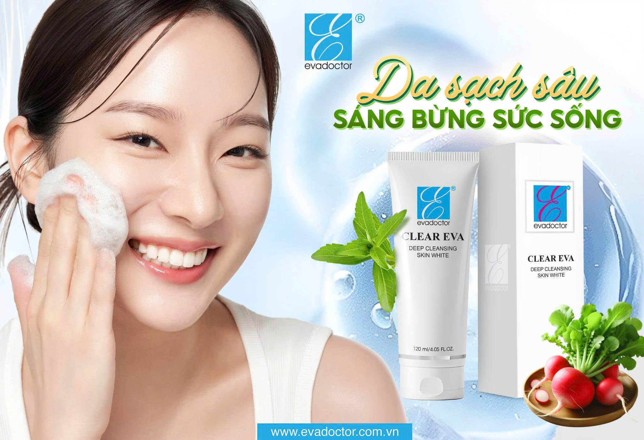 SỮA RỬA MẶT TRỊ MỤN - GIẢM NÁM CLEAR EVA - evadoctor.com.vn